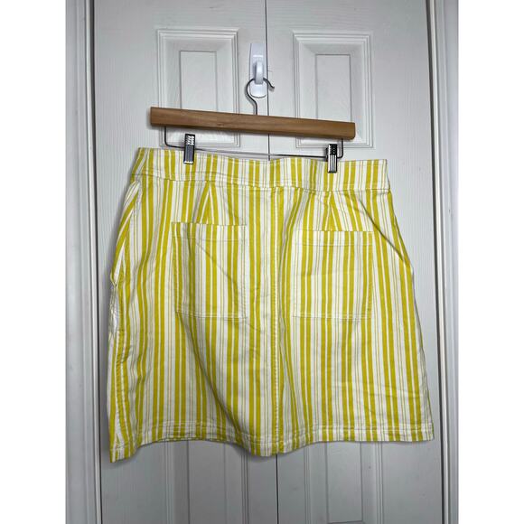 NEW LOFT Skirt Womens 14 Yellow White Striped Mini Denim Cotton Blend - Picture 4 of 6